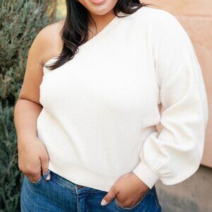 Cross Your Heart One Shoulder Lightweight Sweater